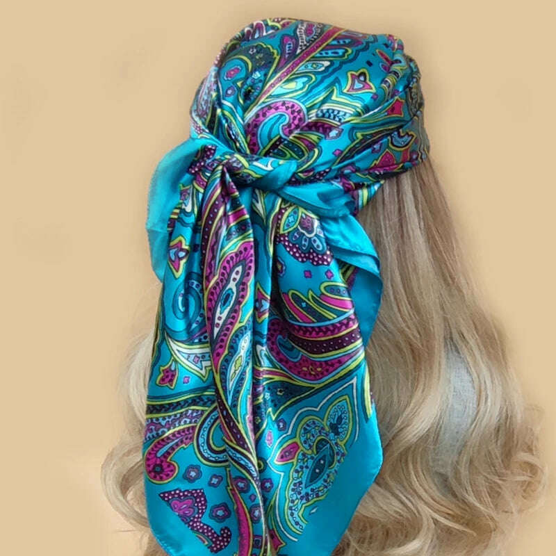 90*90CM Shawls Fashion Beach Sunscreen Silk Scarves 2023 Europe And America Kerchief Popular Print Square Bandannas