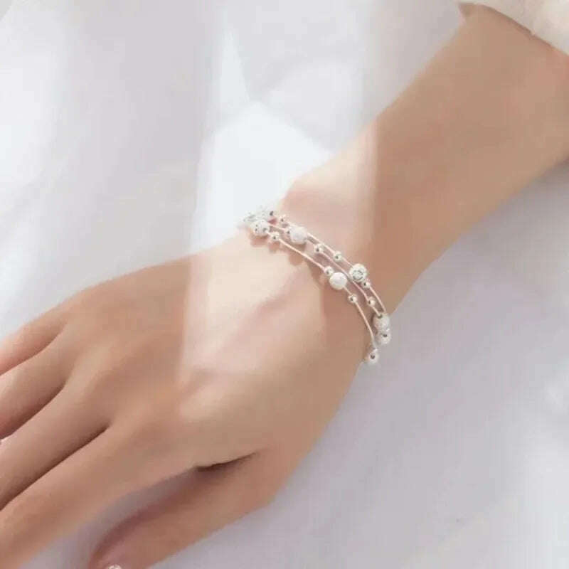 925 Sterling Silver Adjustable Bead Bracelet for Women