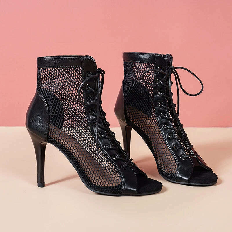 Summer Stiletto Sandals - Mesh Fish Toe Ankle Boots