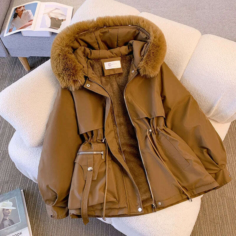 Cotton-Padded Parka – Hooded, Zipper, Drawstring Coat - D&M Boutique