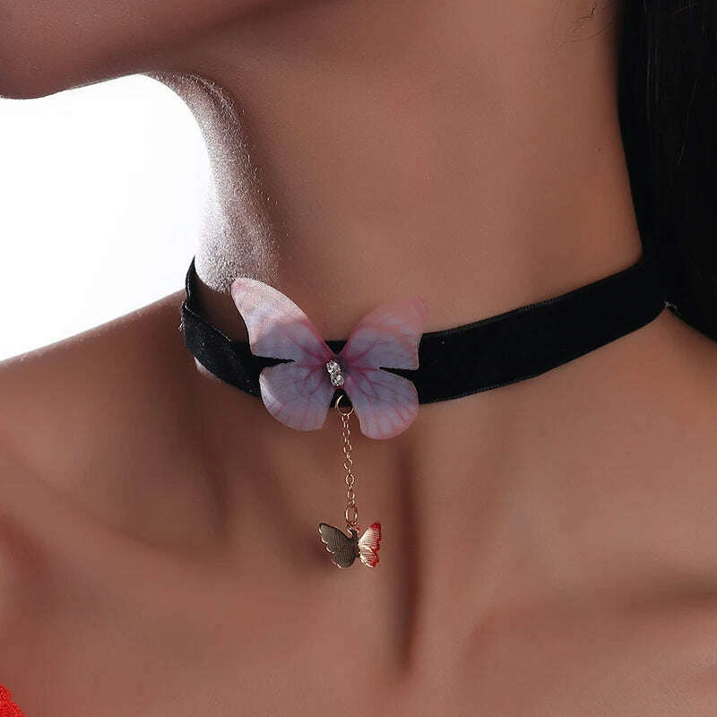 Fashion Sexy Black Velvet Chokers Necklaces Punk Style Statement Crystal Love Hearts Necklace For Women Party Jewelry
