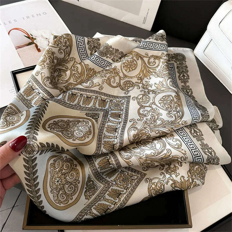 2024 New Fashion 70X70cmPrinted Women's Scarf Pashmina Silk Scarf Square Shawl Decorative Headband Neck Luxury Design Bandana