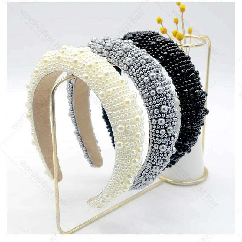 Hair Hoop with ABS Pearl Decoration for Women