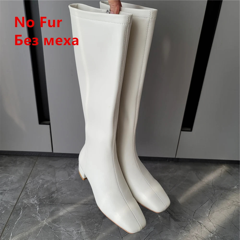 FEDONAS Women's Leather High Heel Boots