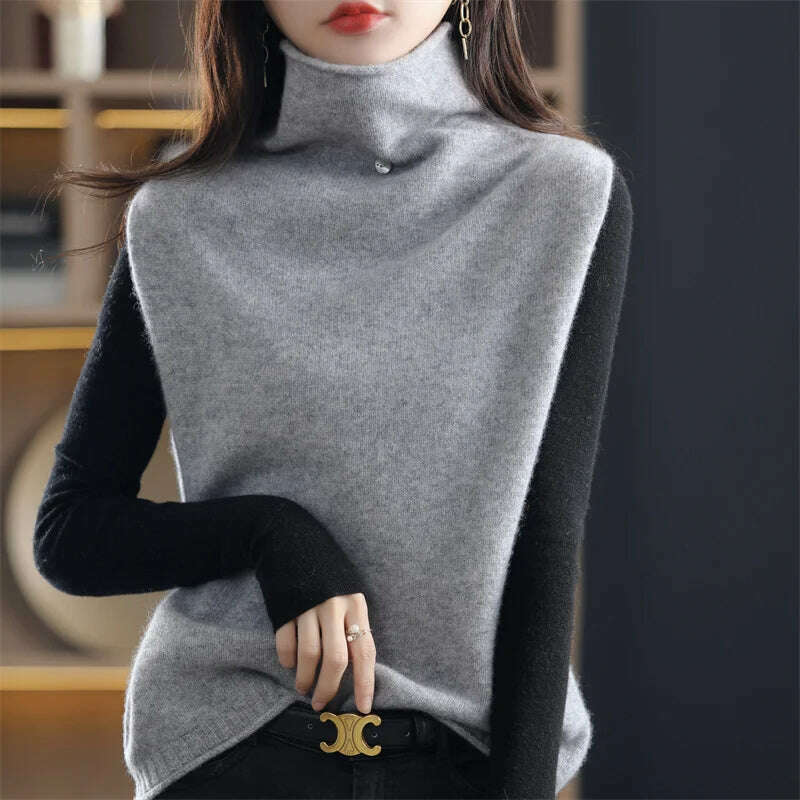 High Neck Cashmere Vest – 100% Wool, Loose, Sleeveless Pullover - D&M Boutique