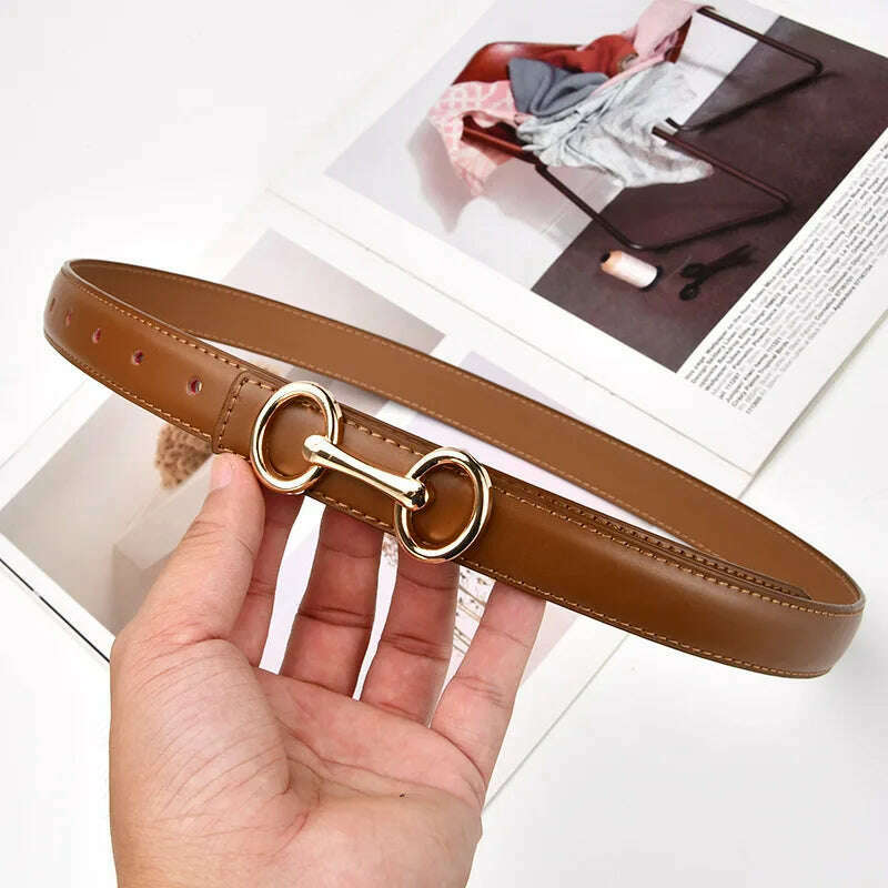 Women's Leather Belt with Zinc Alloy Buckle