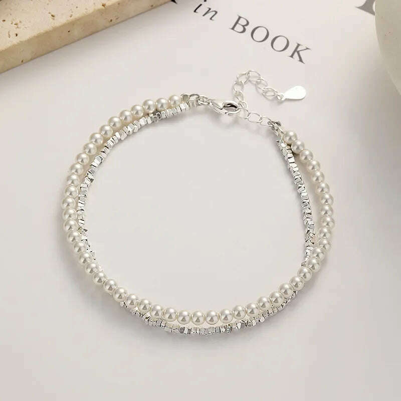 New 925 Silver Pearls Knot Bracelet for Women Gift
