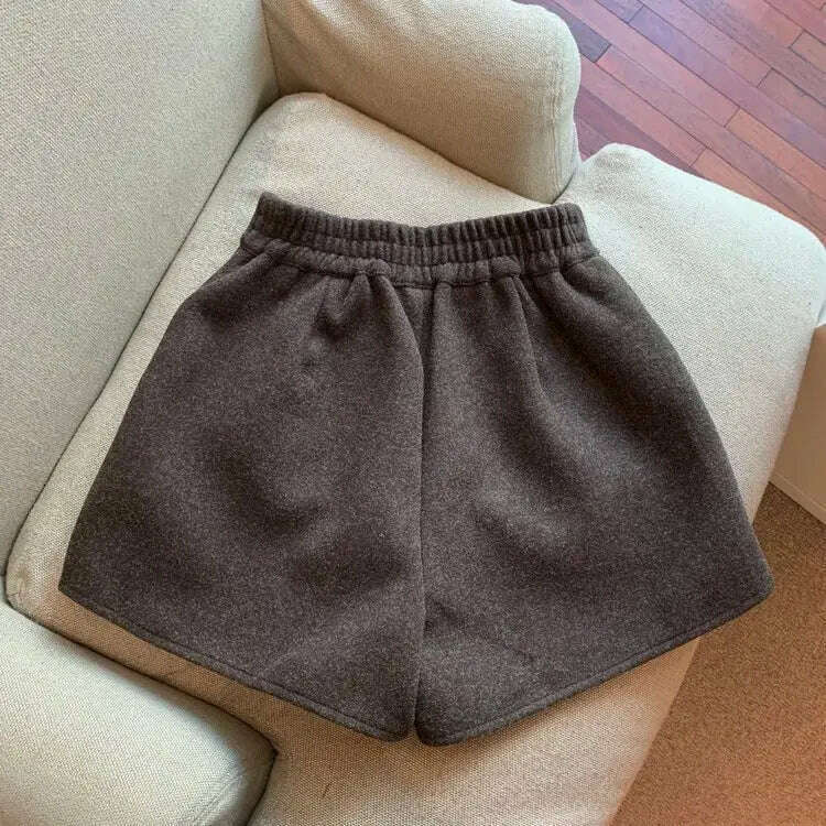 Women’s Woolen Shorts – Wide Leg, Elegant, Korean Fashion - D&M Boutique