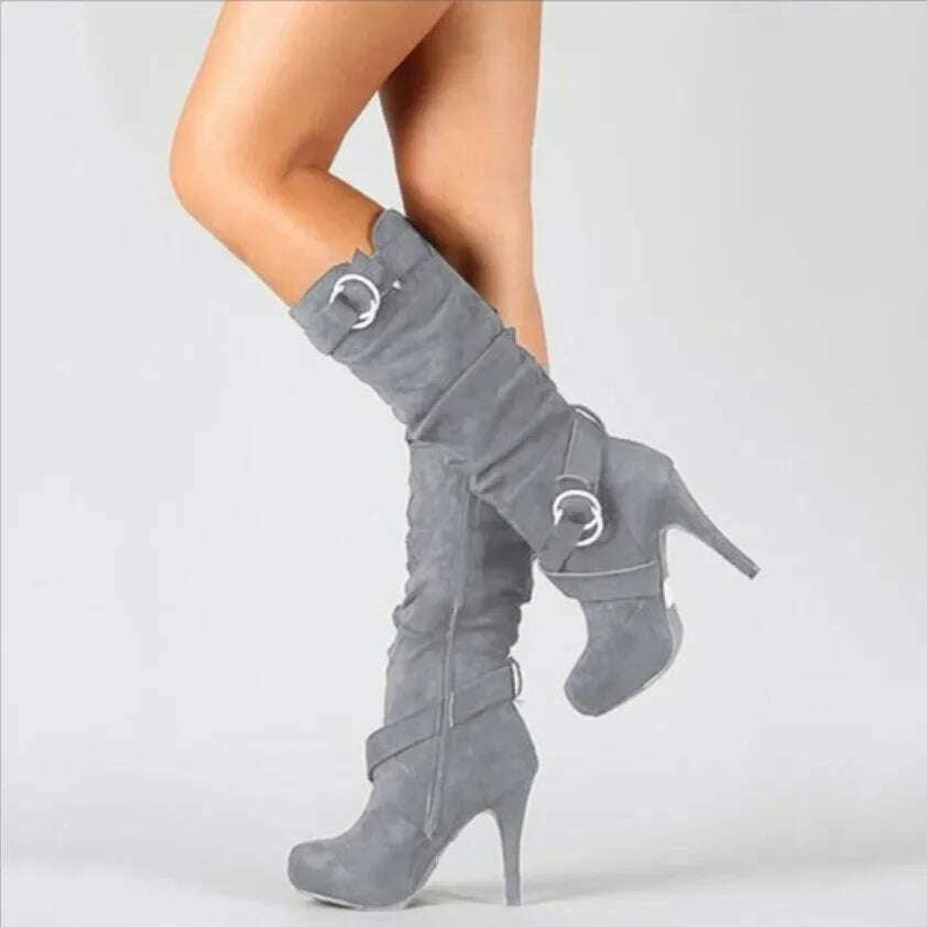 Retro Chic Over-the-Knee High Heel Boots for Women