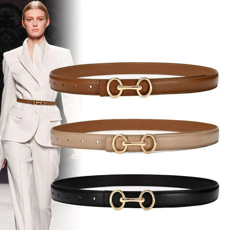 Women's Leather Belt with Zinc Alloy Buckle