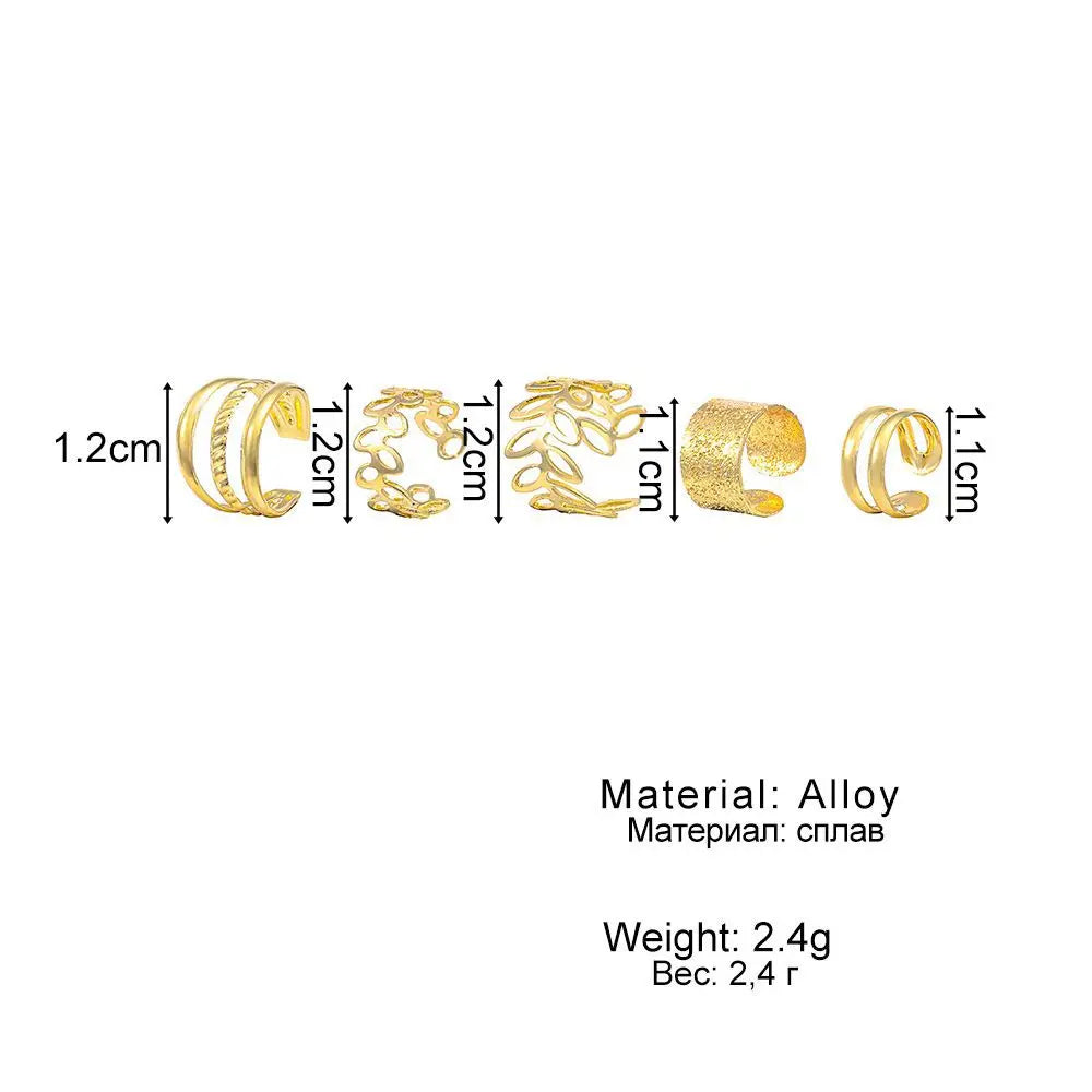 5-Piece Creative Leaf Design Earrings Set