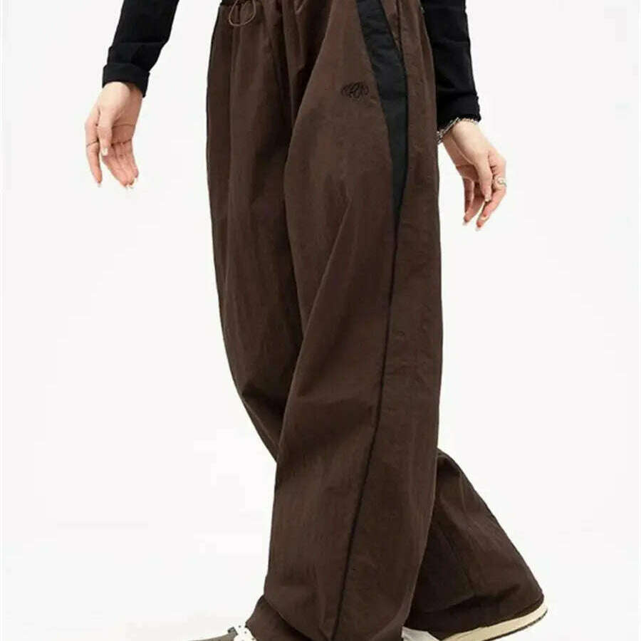 Casual Wide-Leg Cargo Pants – Drawstring, Y2K Streetwear Joggers - D&M Boutique