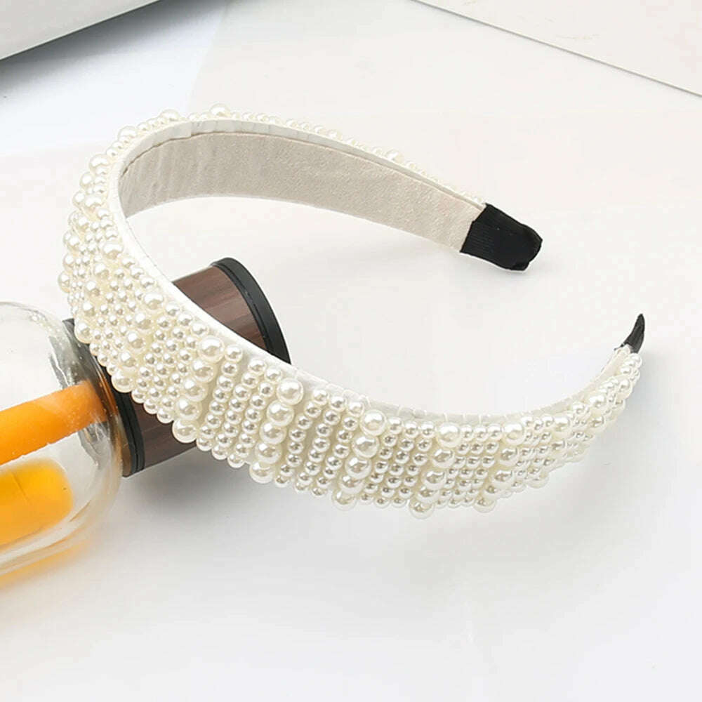 Hair Hoop with ABS Pearl Decoration for Women