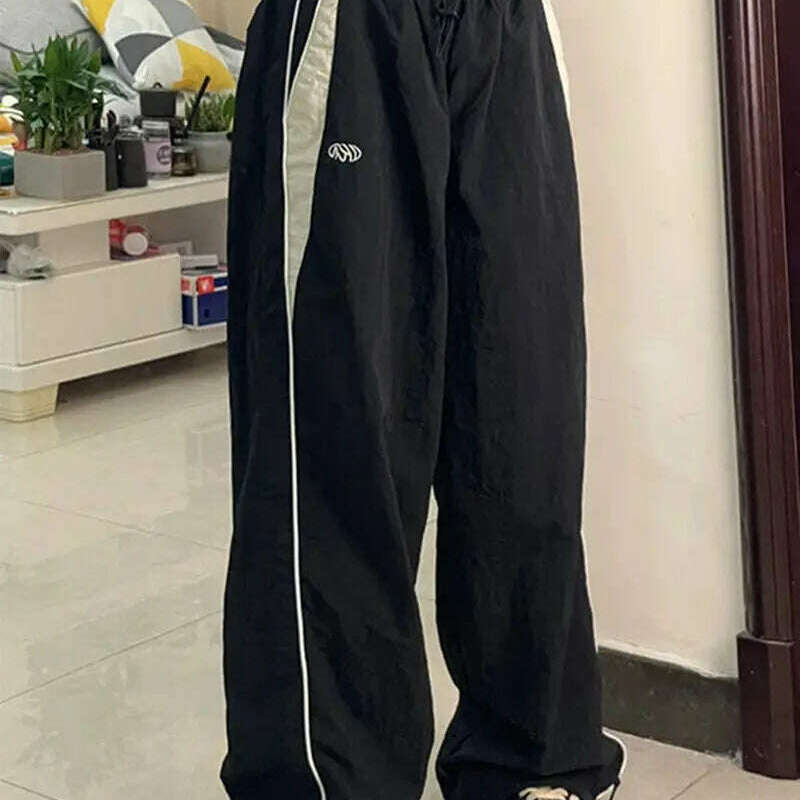 Casual Wide-Leg Cargo Pants – Drawstring, Y2K Streetwear Joggers - D&M Boutique