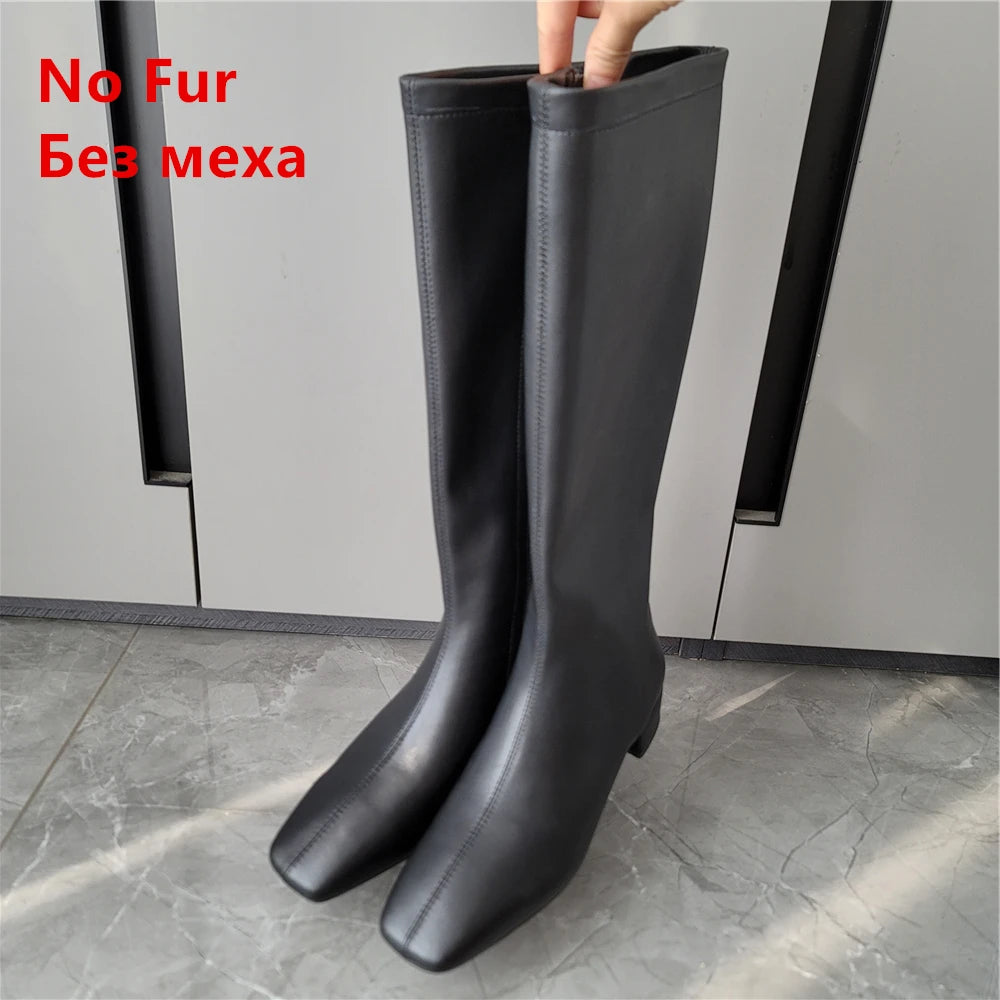 FEDONAS Women's Leather High Heel Boots