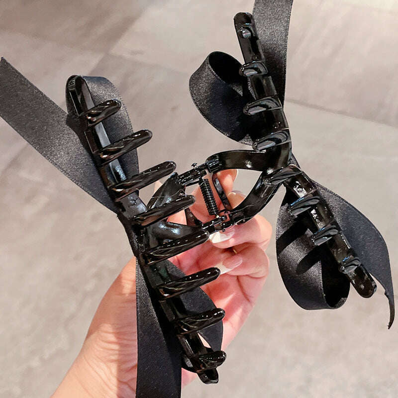 2024 Black Bow Hair Claw Clip for Ponytails & Braids