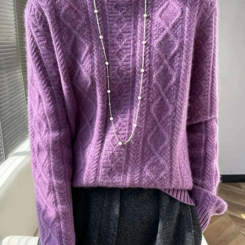 DjzDsm Turtleneck Sweater: 100% Merino Wool, Check Knit - D&M Boutique