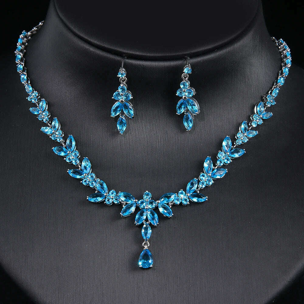 Emmaya Exquisite Jewelry Sets For Women Wedding Party Accessories Cubic Zircon Stud Earrings & Necklace Gift