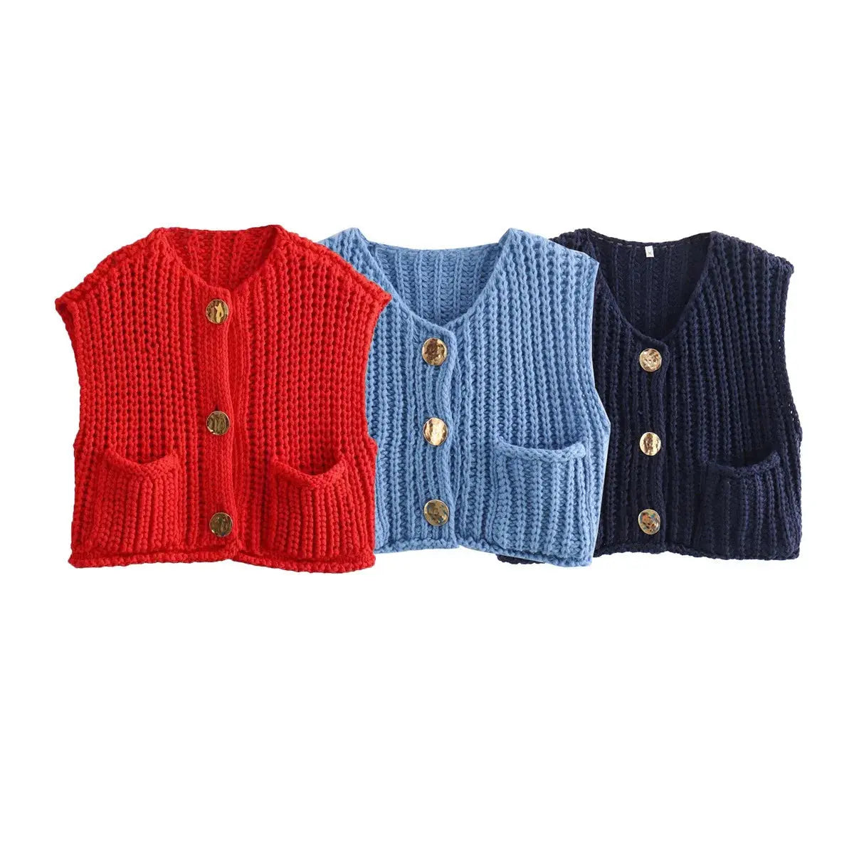 Korean Fashion Crop Sweater Vest Women Loose Cable Knit - D&M Boutique