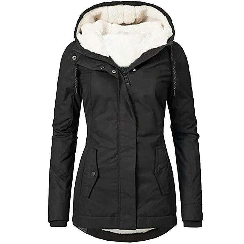 2024 Hooded Zipper Coat – Loose Fit, Pockets, Thick Parka - D&M Boutique
