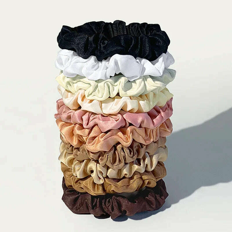 10pcs Colorful Satin Skinny Hair Bands