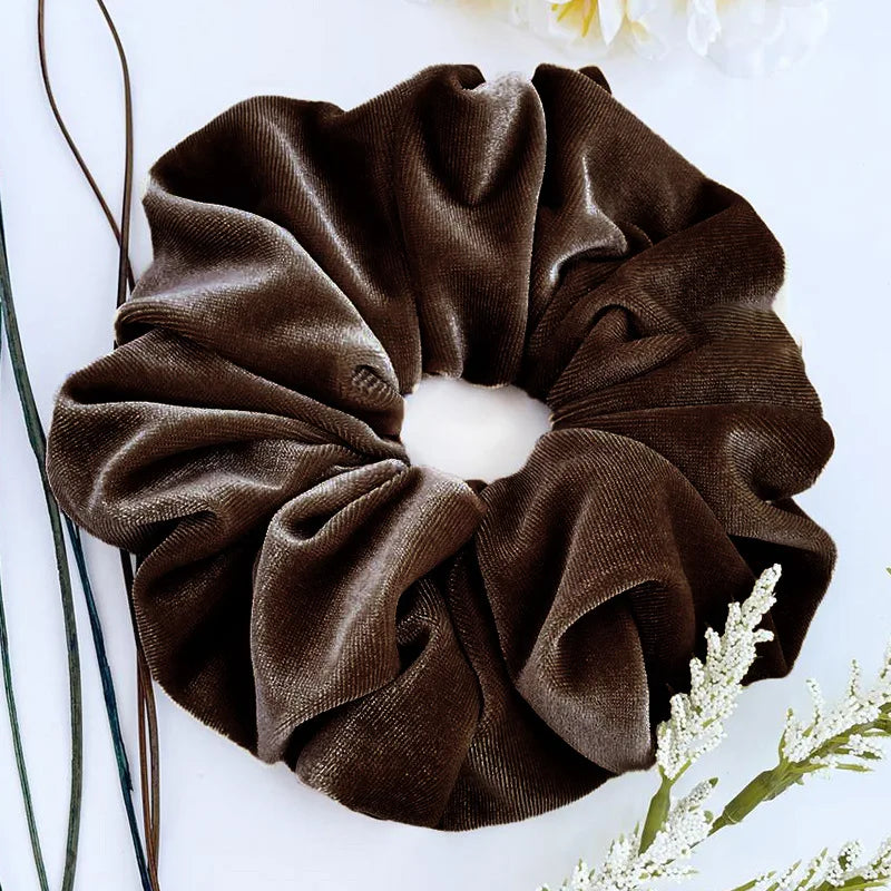 Flannel Oversized Velvet Hair Scrunchie for Women