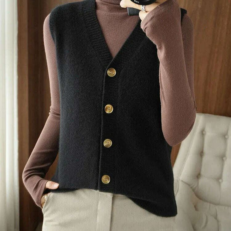 2024 Women's Cashmere Sleeveless Sweater Vest - D&M Boutique