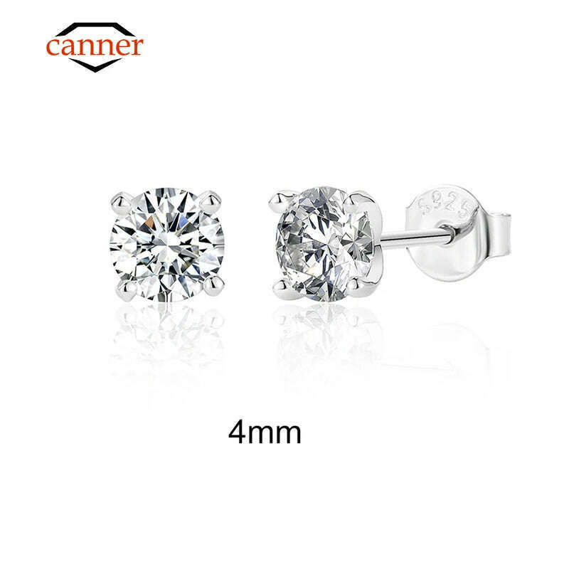 CANNER 0.5-1.2 Carat Moissanite Stud Earrings – 925 Sterling Silver