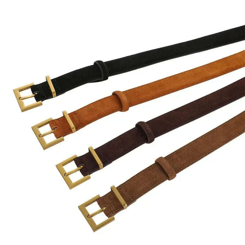 Casual Genuine Leather Belt with Gold Buckle