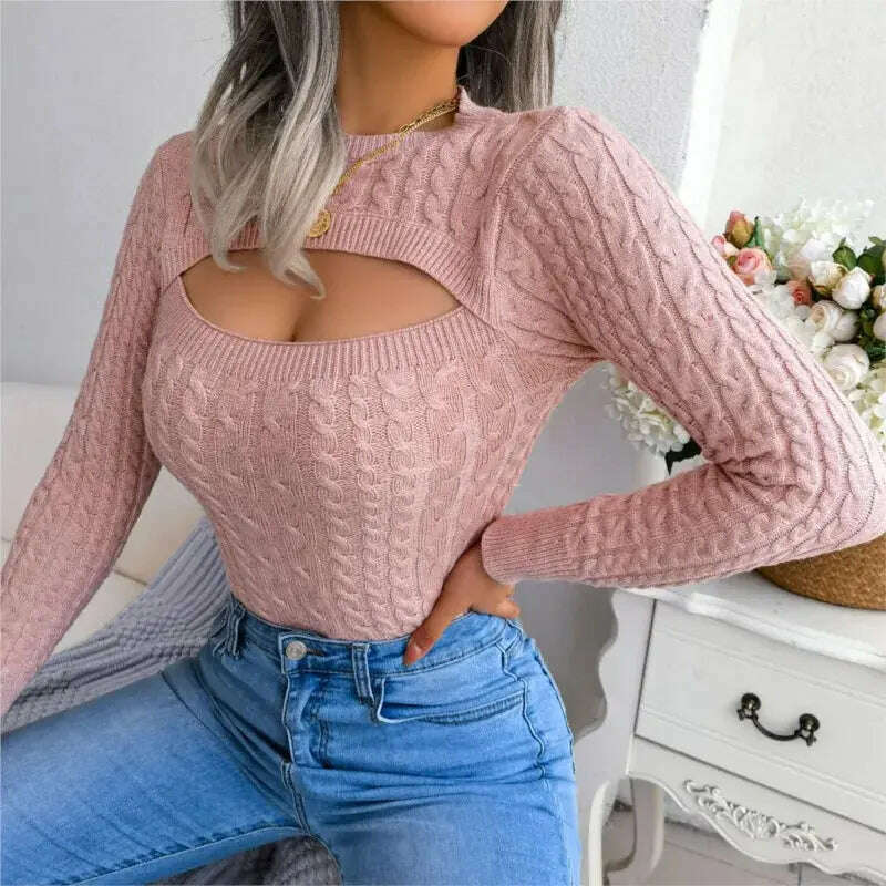 2024 Autumn/Winter Women's Sweater: Hollow Out, Long Sleeve - D&M Boutique