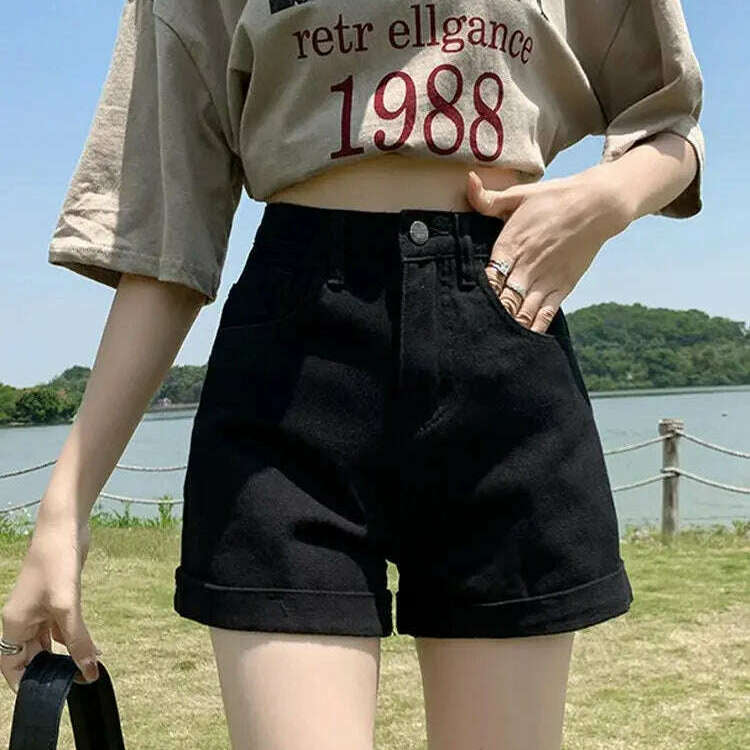 New Women's High Waist Button Denim Shorts – Loose Fit - D&M Boutique