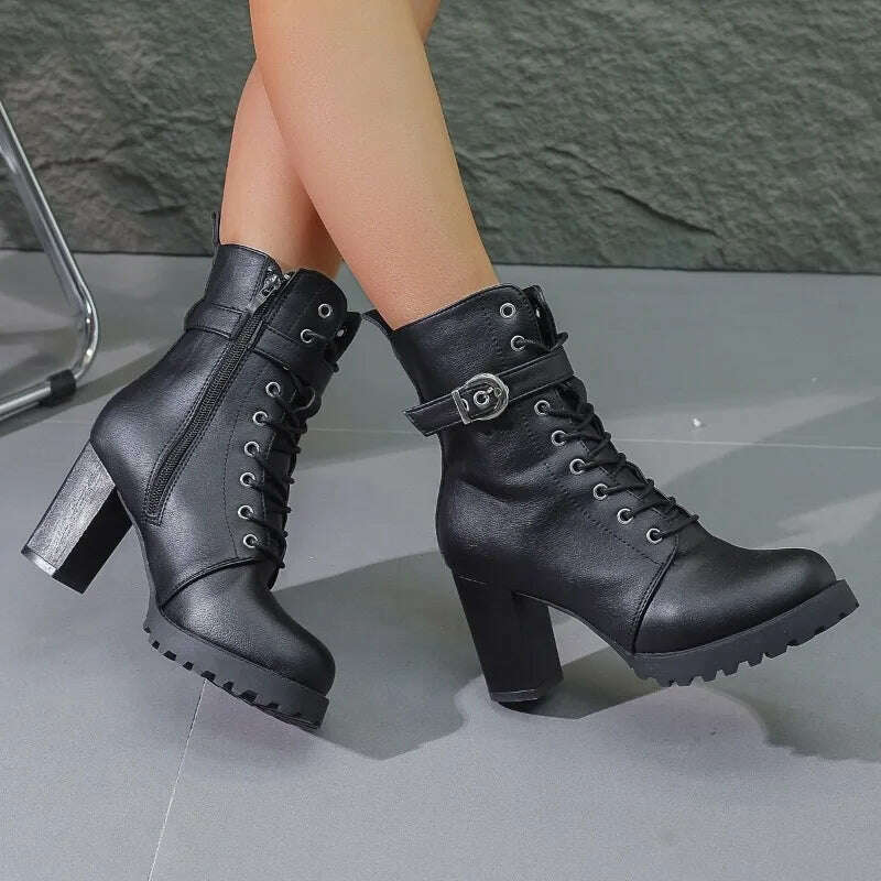 COZOK Women's Green Ankle Boots – Chunky Sole
