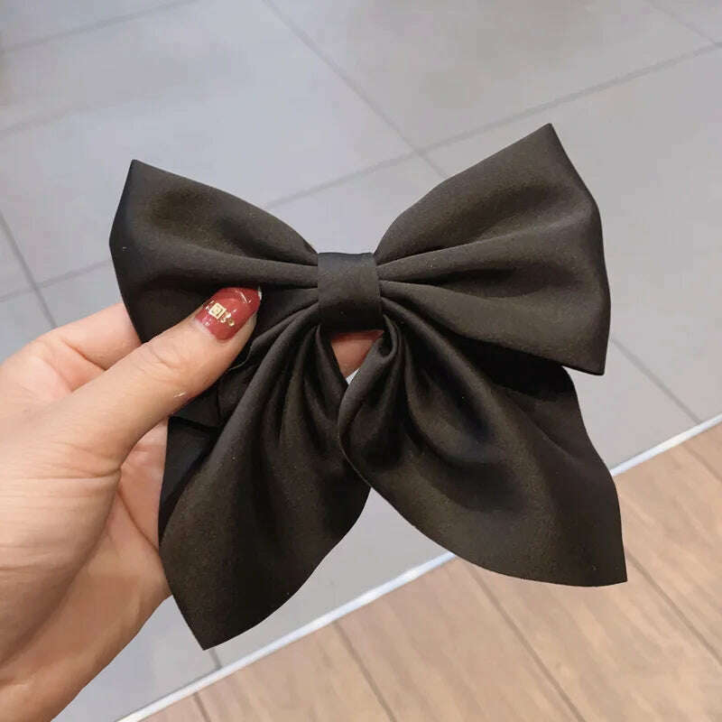 Solid Color Satin Bowknot Hair Clips