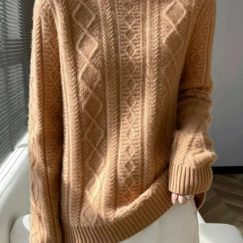 DjzDsm Turtleneck Sweater: 100% Merino Wool, Check Knit - D&M Boutique