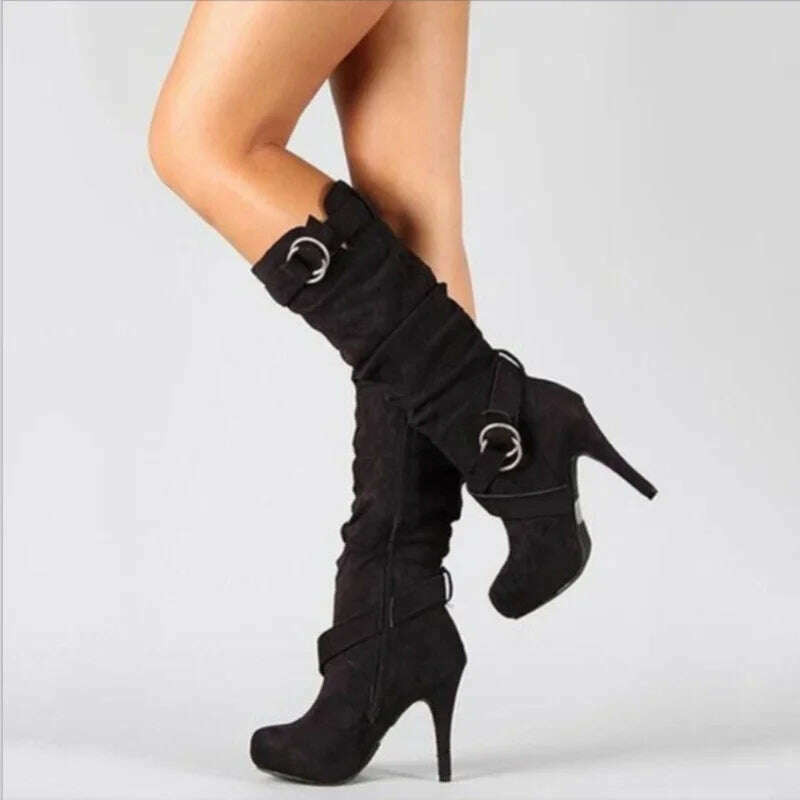 Retro Chic Over-the-Knee High Heel Boots for Women