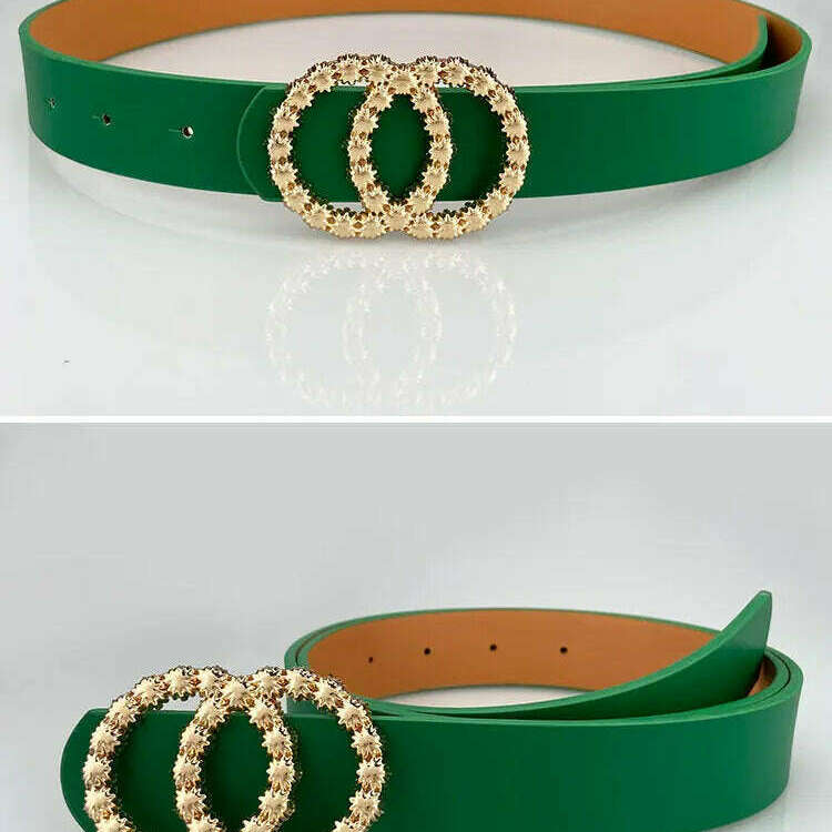 Green PU Leather Women's Fashion Belt