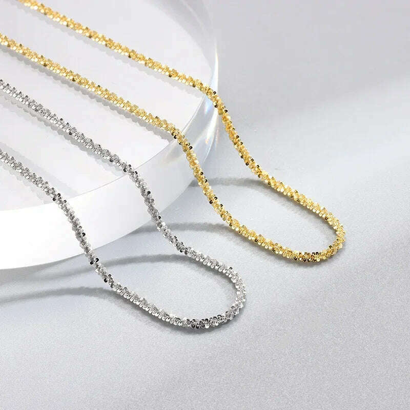 Stainless Steel Sparkling Clear Zircon Necklace for Women Girl Minimalist Clavicle Chain Fashion Delicate Jewelry Gift Wholesale