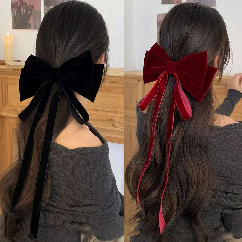 Velvet Bow Hair Barrettes for Women