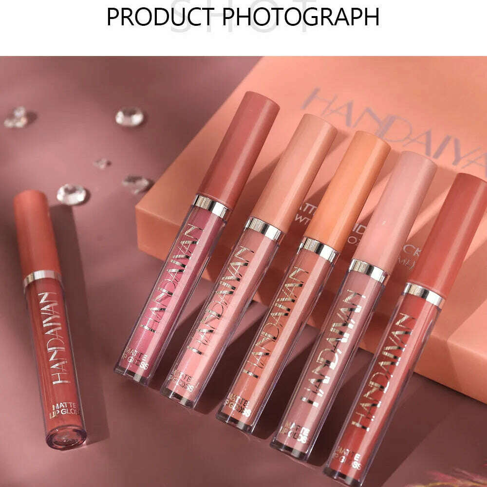 HANDAIYAN 6Pcs Velvet Matte Lip Gloss Set