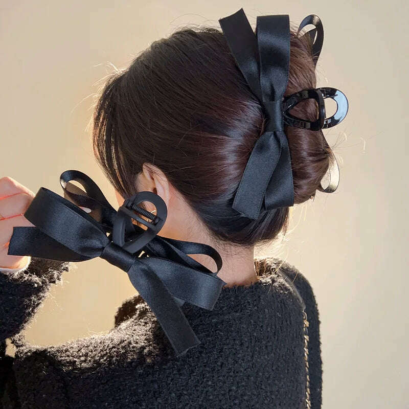 2024 Black Bow Hair Claw Clip for Ponytails & Braids