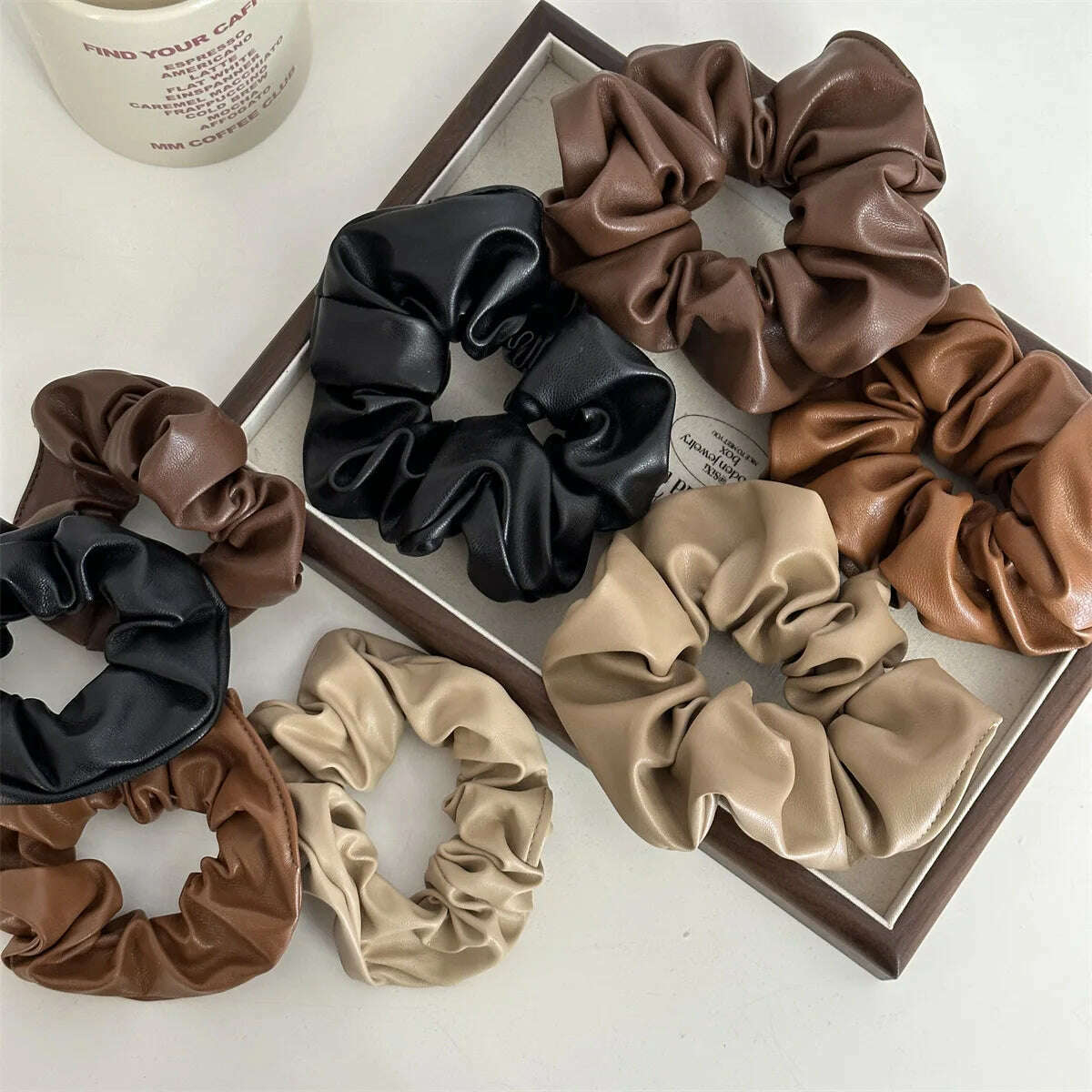 Women Artificial Leather Scrunchies