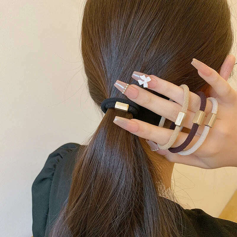 AWAYTR 5PCS Elastic Hair Bands for Women & Girls