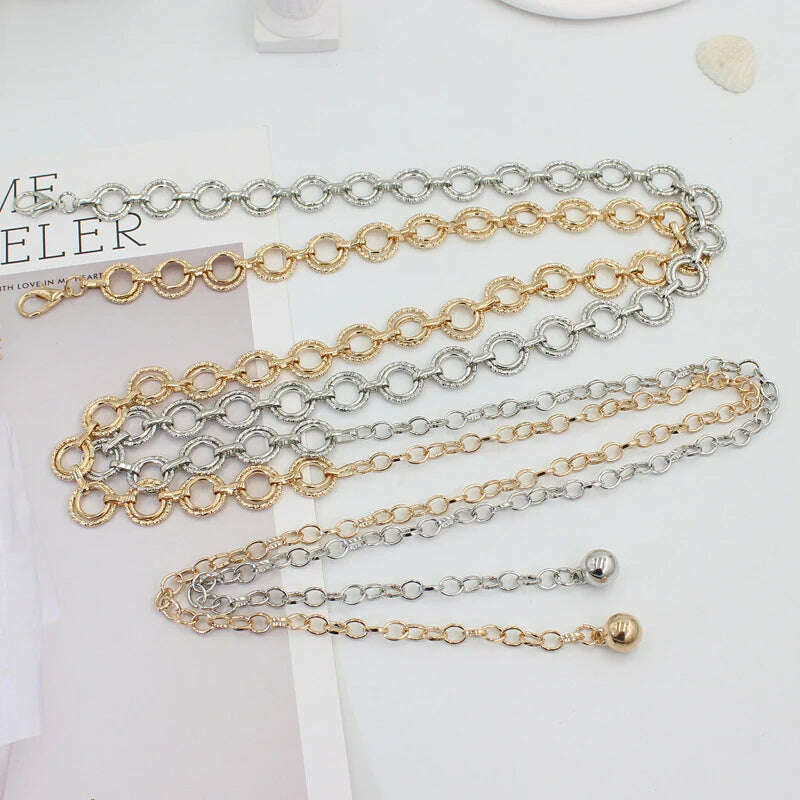 Fashion Circle Metal Waist Chain Belt – Gold & Silver