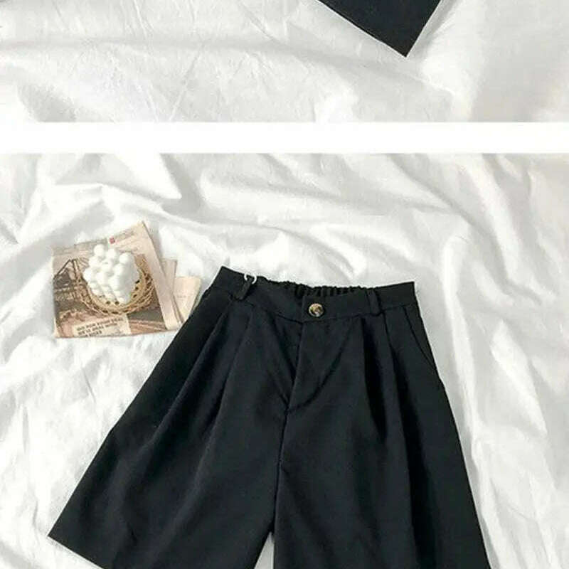 High Waist Wide Leg Shorts – Loose, Solid, Summer Office Style - D&M Boutique