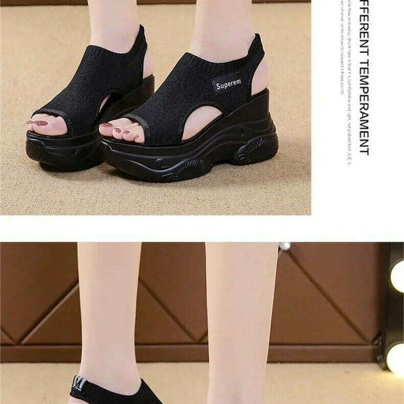Summer Wedge Heel Sandals - Elastic Cloth & Thick Sole