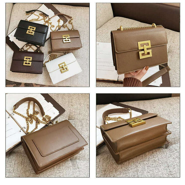 Square Chain Crossbody Bag for Women Elegant PU Handbag