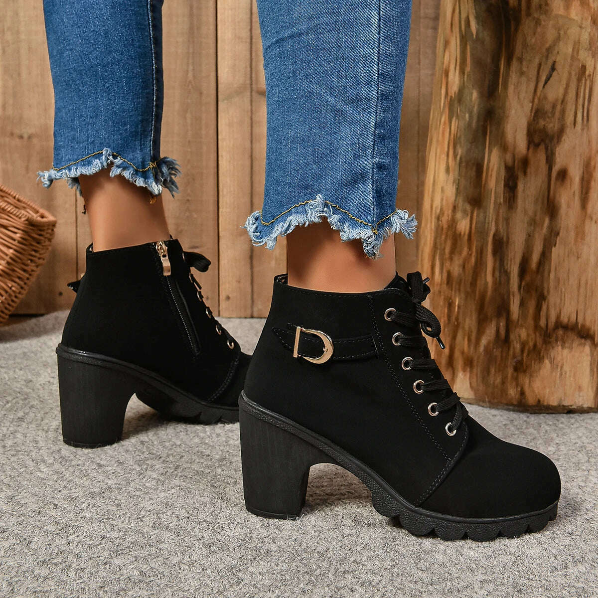 LINLING High Heel Ankle Boots