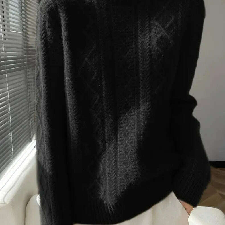 DjzDsm Turtleneck Sweater: 100% Merino Wool, Check Knit - D&M Boutique