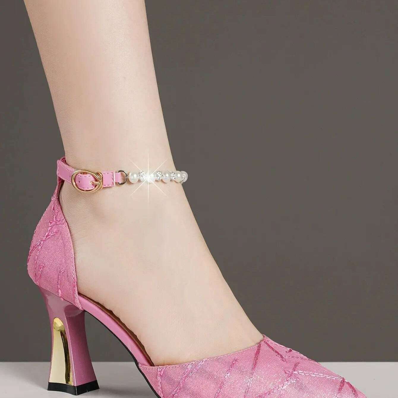 Beads Pumps Pointed Tip Women's High Heels Heeled Sandals Woman Luxury Womens Shoes Woman 2024 Trend Mary Jane Shoes Heel