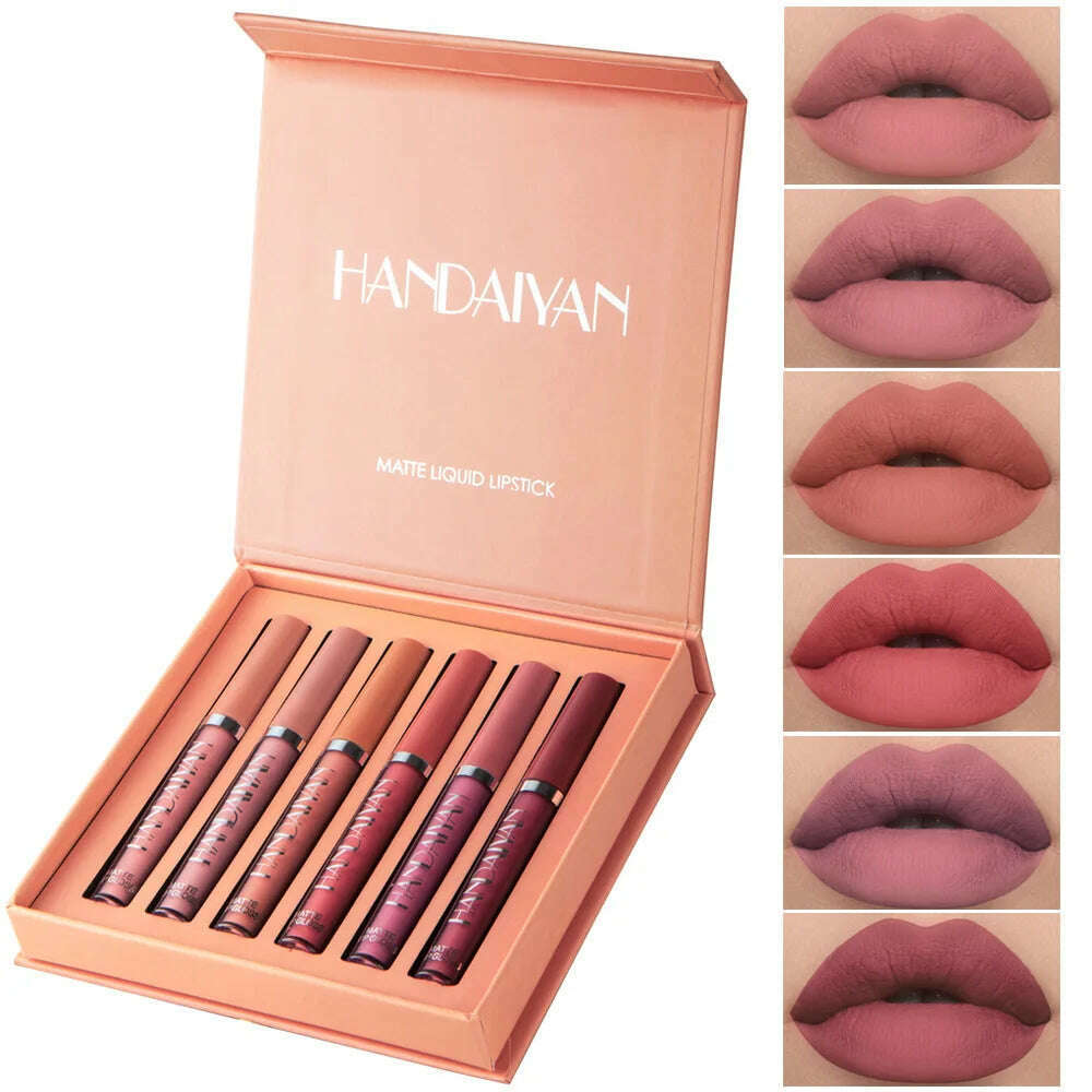 HANDAIYAN 6Pcs Velvet Matte Lip Gloss Set